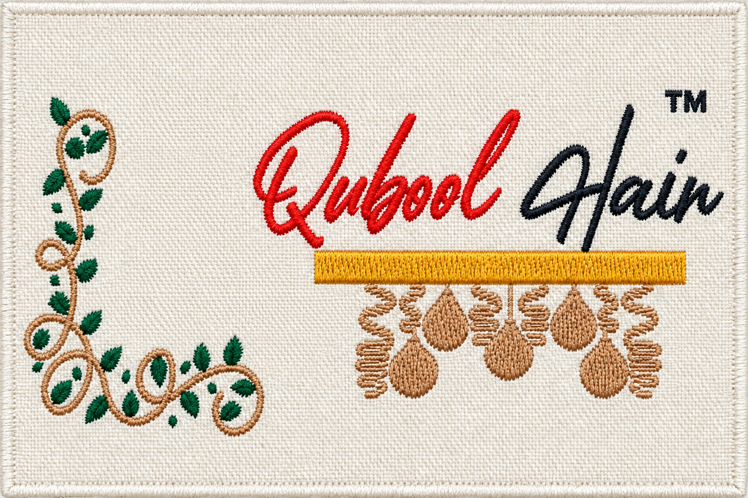 Qubool Hain woven brand label